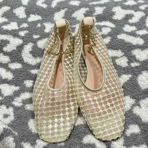 Quinn embellished removable ankle-strap ballet flats in mesh - Picture 4 of 5